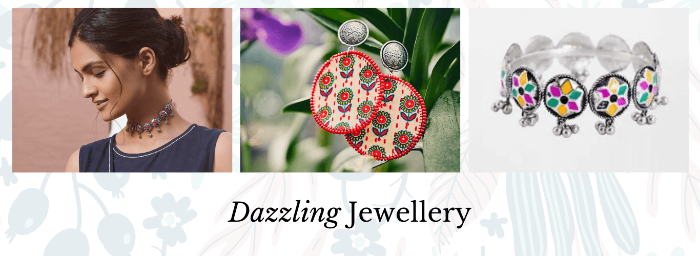 Dazzling jewellery, funky jewellery, silver neckpiece, bracelet, trendy women jewelley, accessories, Global Desi
