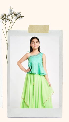 Peplum top | layered long skirt | Ethnic wear | Aqua Blue Crop Top | Crop top with long skirt | Global Desi