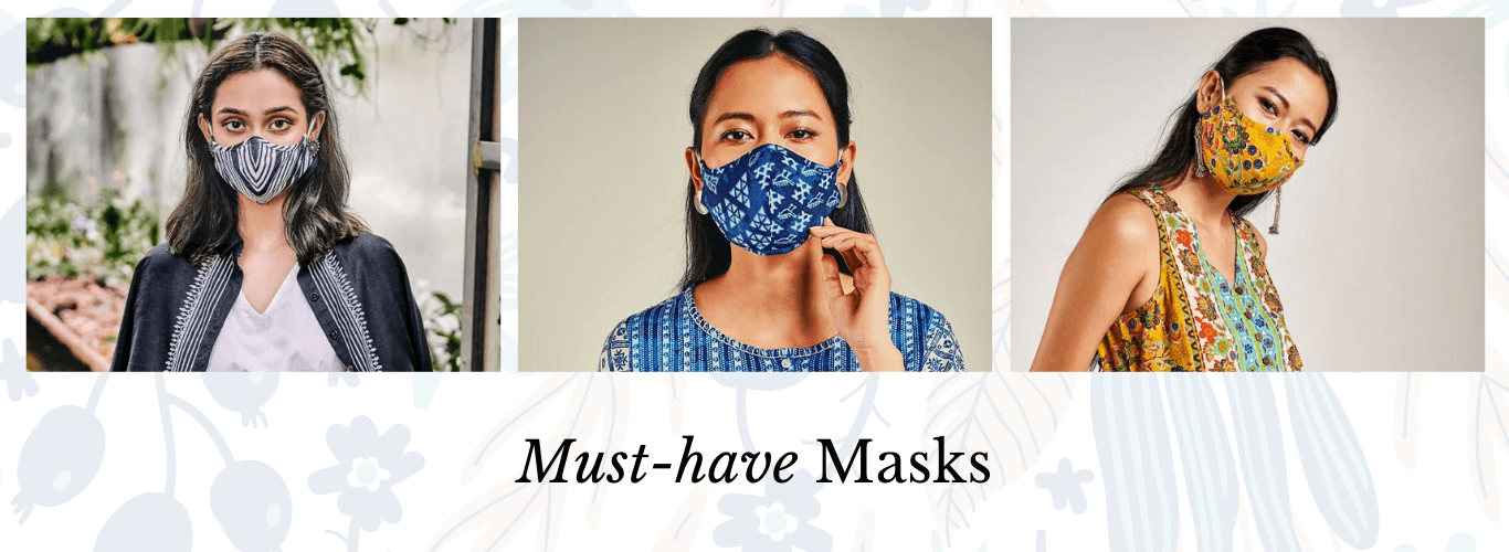 mask, cotton mask, classic mask, printed mask, mask with kurta, accessories, Global Desi